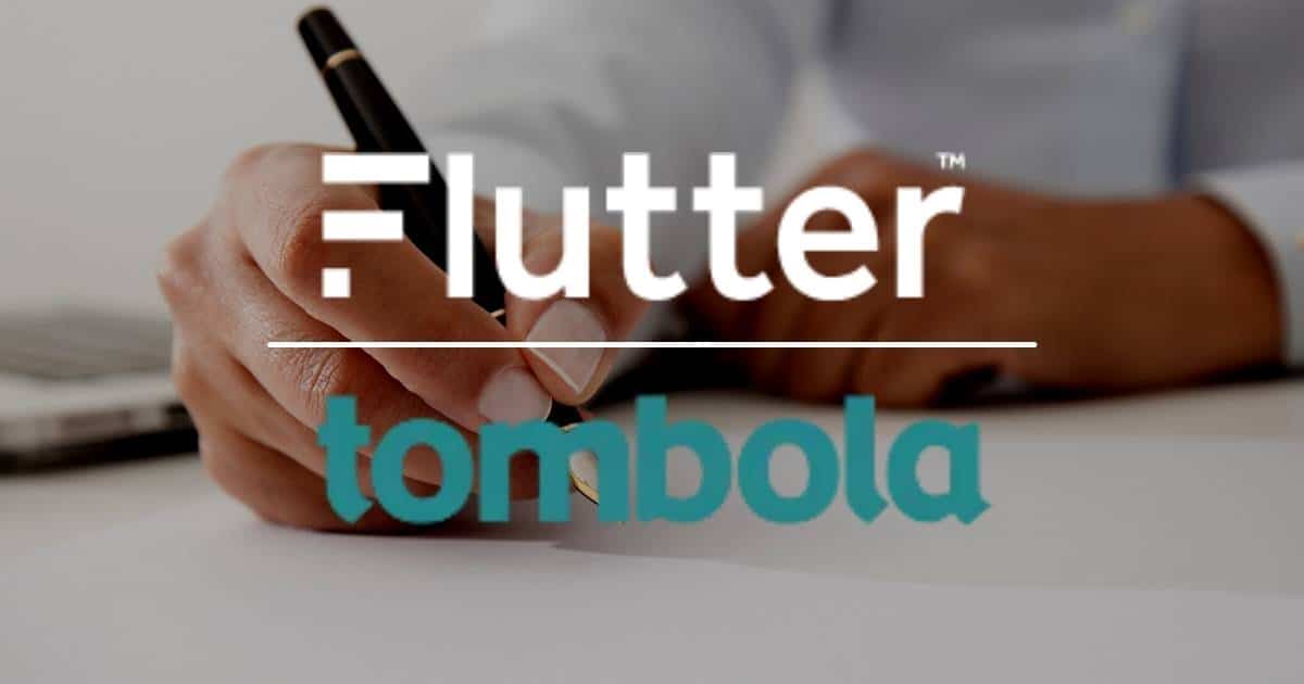 Flutter Entertainment & Tombola Logo Over Hand Signing